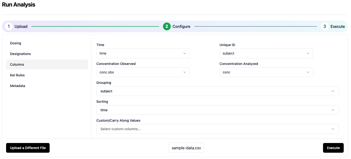 Column input