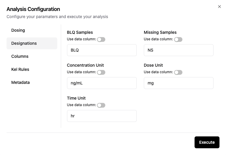 Designation configuration input