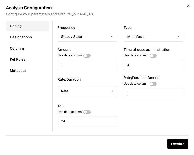 Dosing configuration input