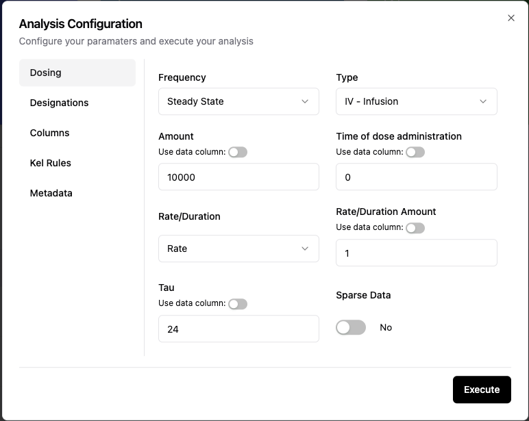 Dosing configuration input