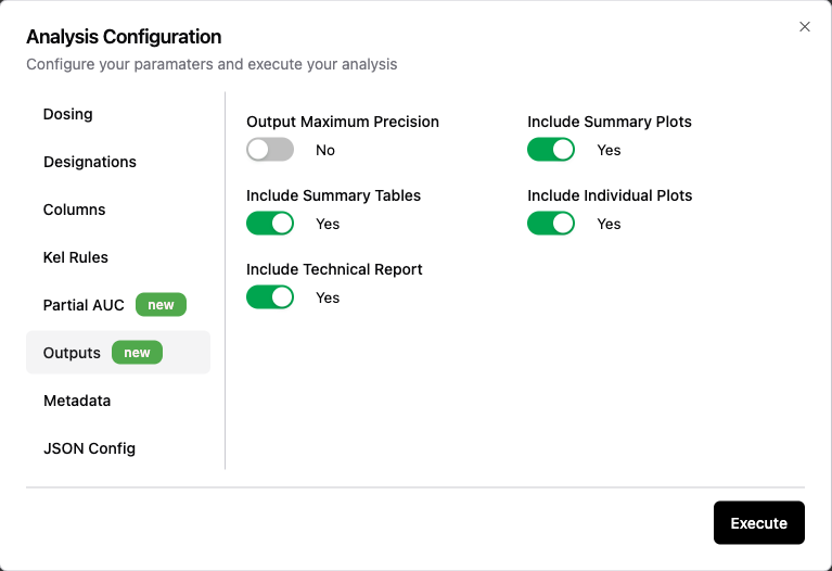 Output configuration options